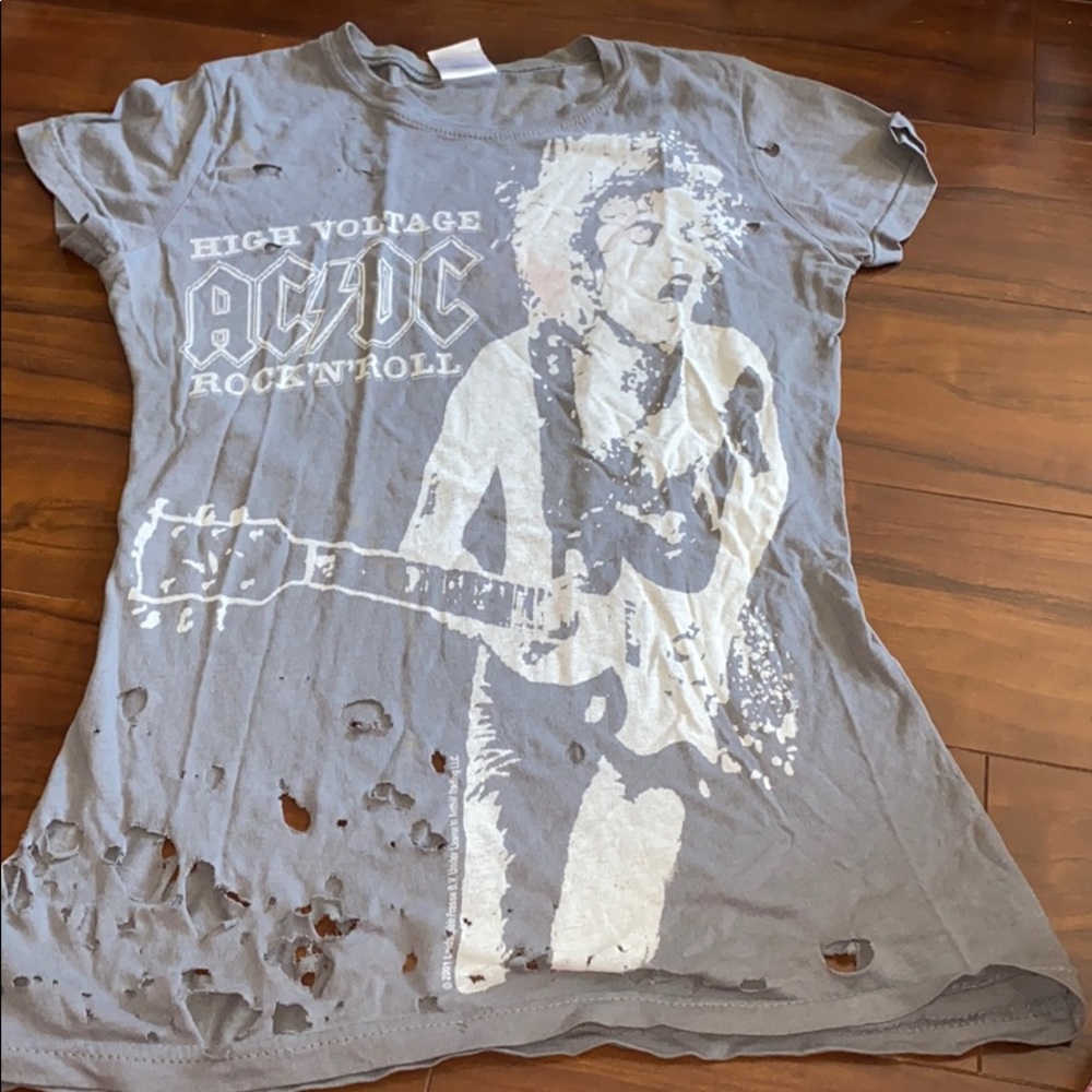 Distressed AC/DC Small top Rock n Roll!